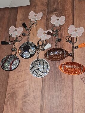 Rhinestone Sports Keychains Nwt